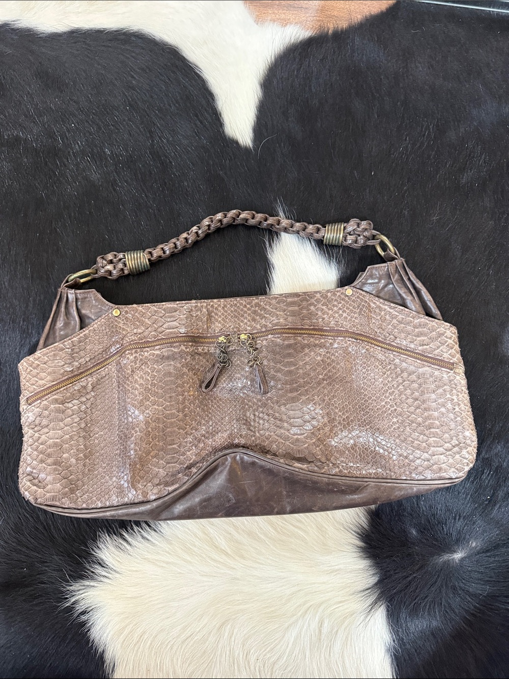 Vintage Snakeskin Leather Shoulder Bag by R&Y Augousti - Picture 10 of 13